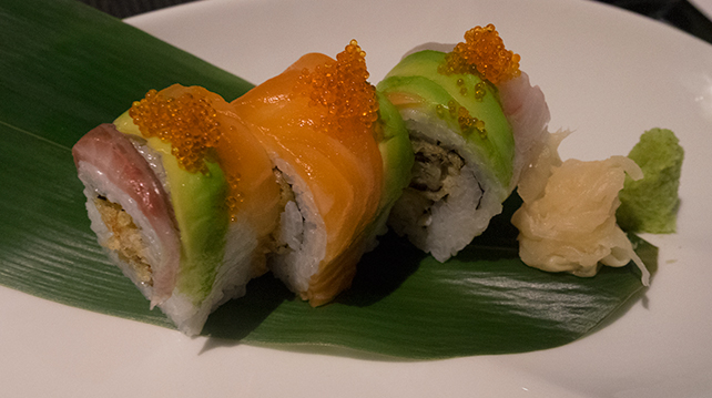 Glenrothes Tatsu Dinner Rainbow maki with soft shell crab