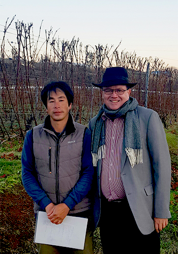 Stephen Hall and Grace Vineyard viticulturist Mitsuyoshi Kojima