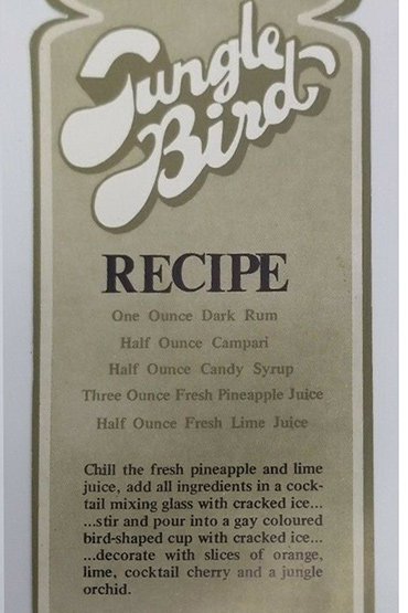 Jungle Bird cocktail recipe card