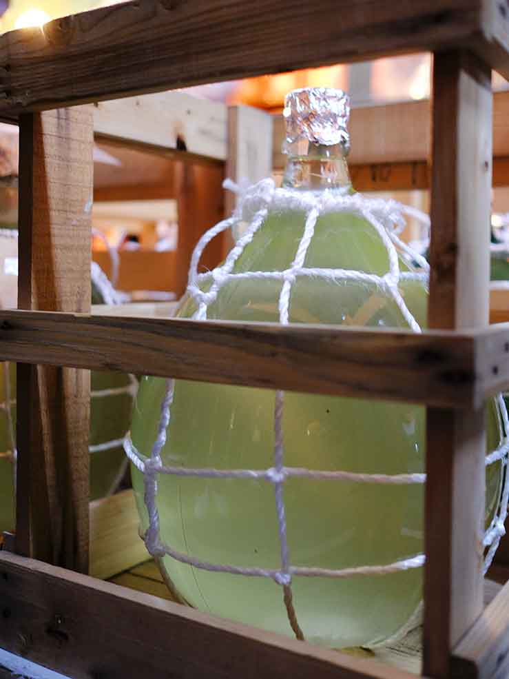 Sake aged in glass jars
