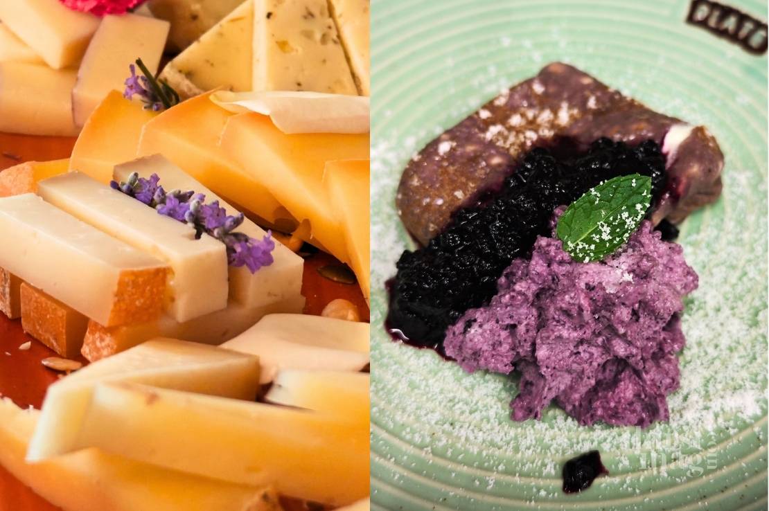 Cut cheese and dessert at Bukki Cheese Factory