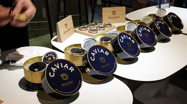 Caviar in tins on bed of ice